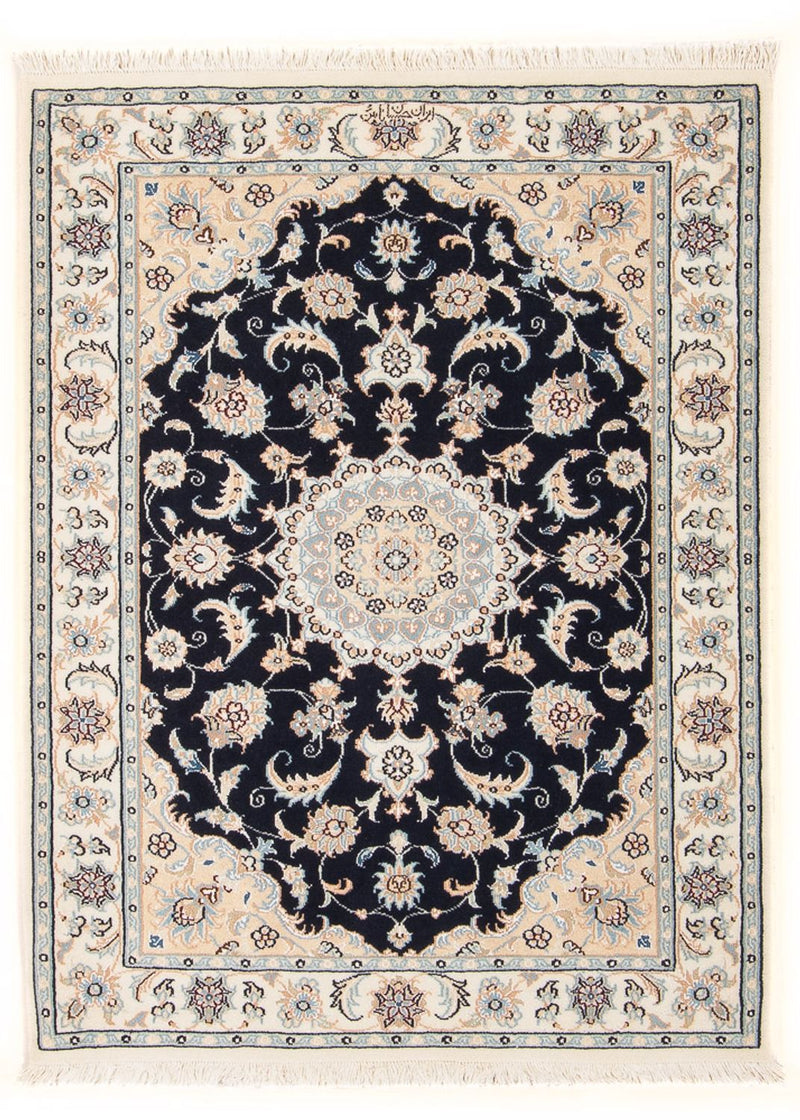 Tapis persan - Nain - Premium - 132 x 74 cm - bleu foncé