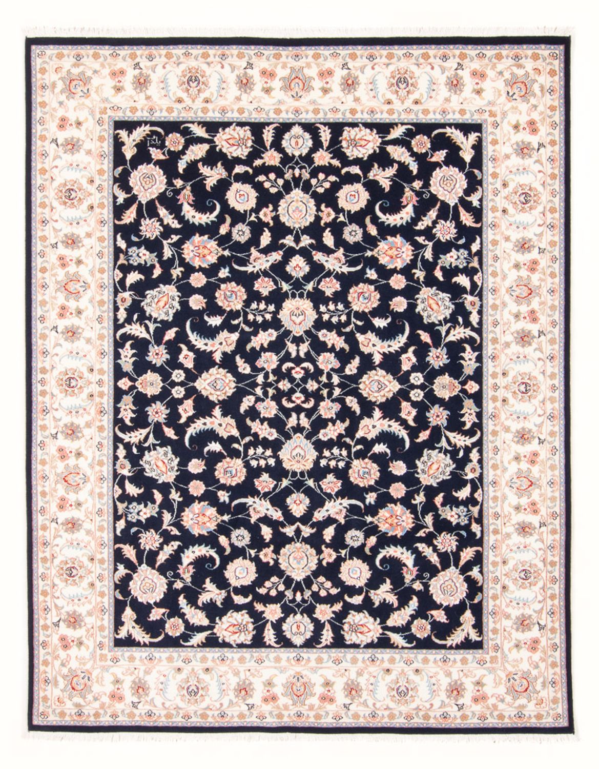 Tapis persan - Tabriz - Royal - 201 x 149 cm - bleu foncé