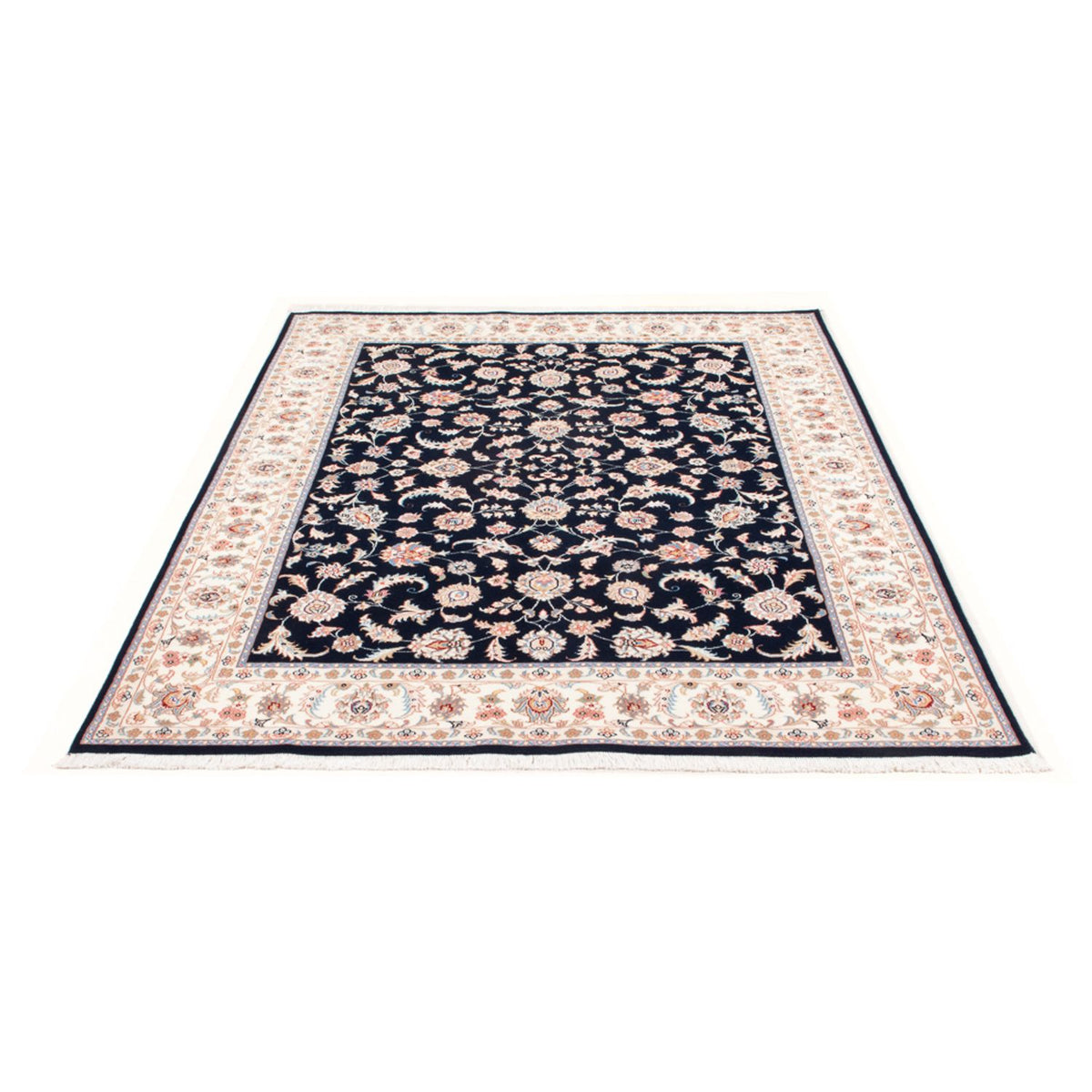 Tapis persan - Tabriz - Royal - 201 x 149 cm - bleu foncé