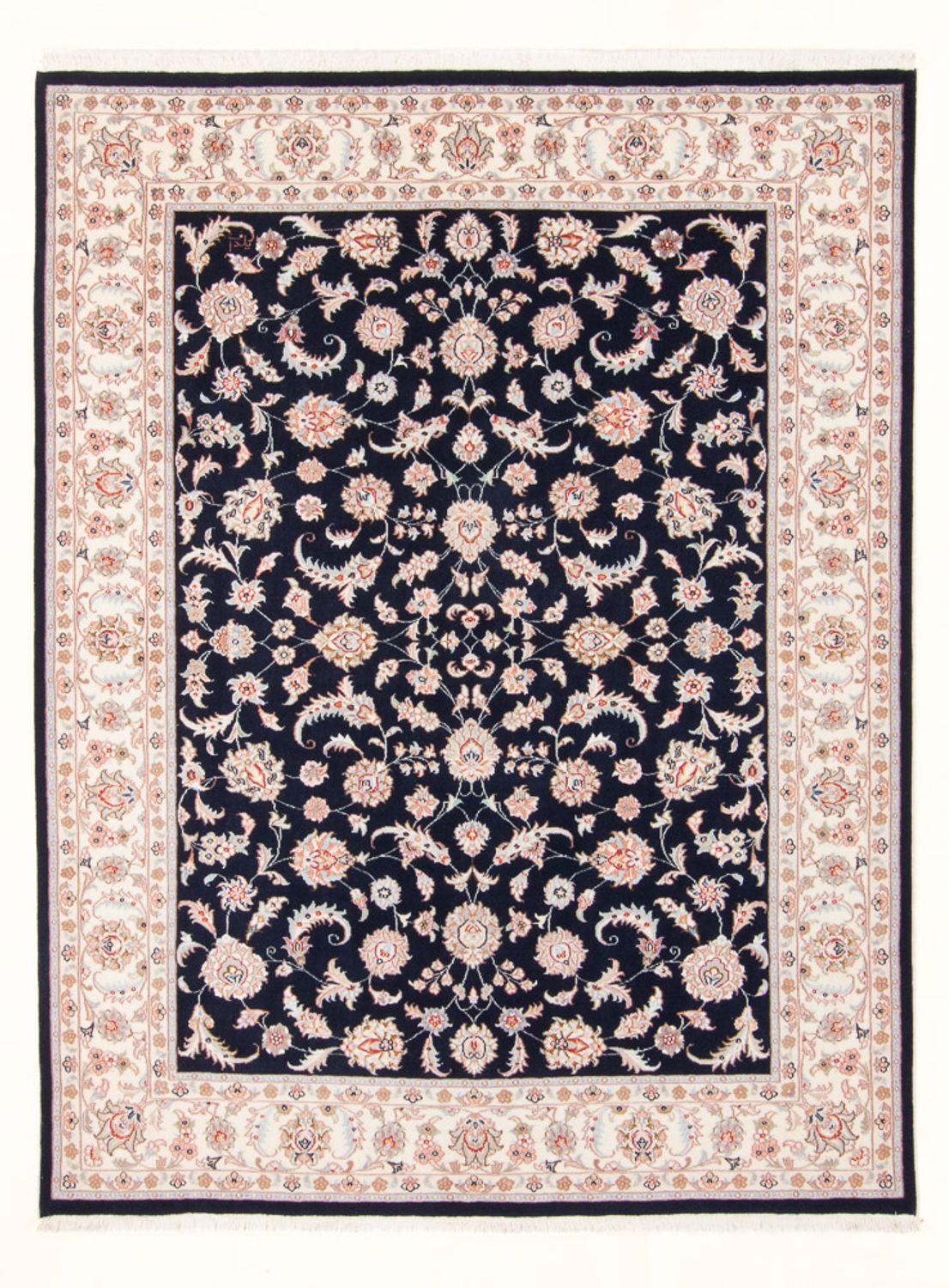 Tapis persan - Tabriz - Royal - 201 x 149 cm - bleu foncé