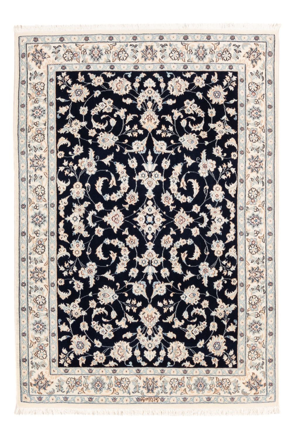 Tapis persan - Nain - Premium - 154 x 107 cm - bleu foncé