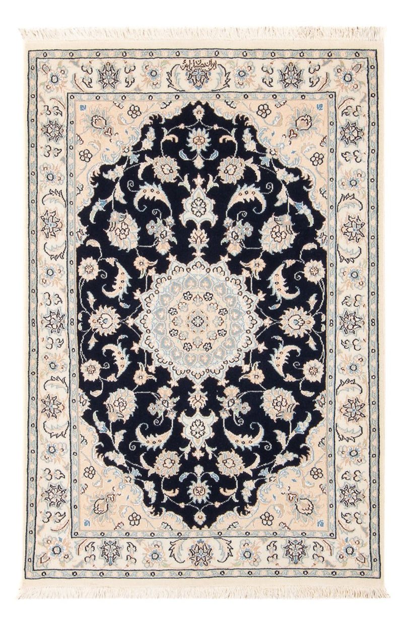 Tapis persan - Nain - Premium - 120 x 81 cm - bleu foncé
