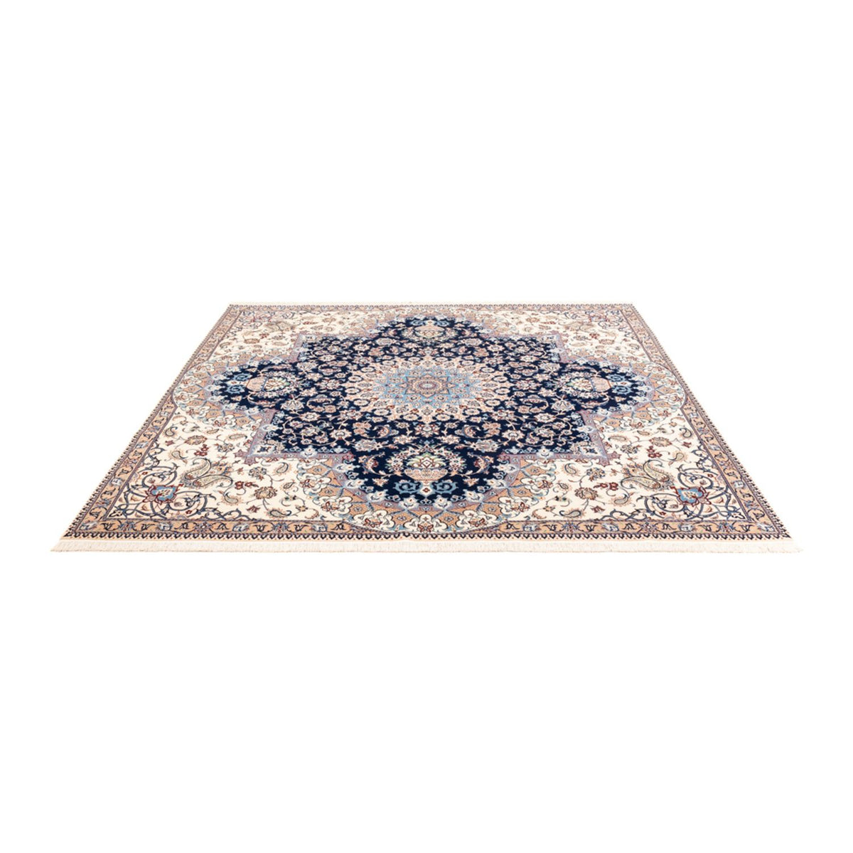 Tapis persan - Nain - Premium carré  - 212 x 212 cm - bleu foncé