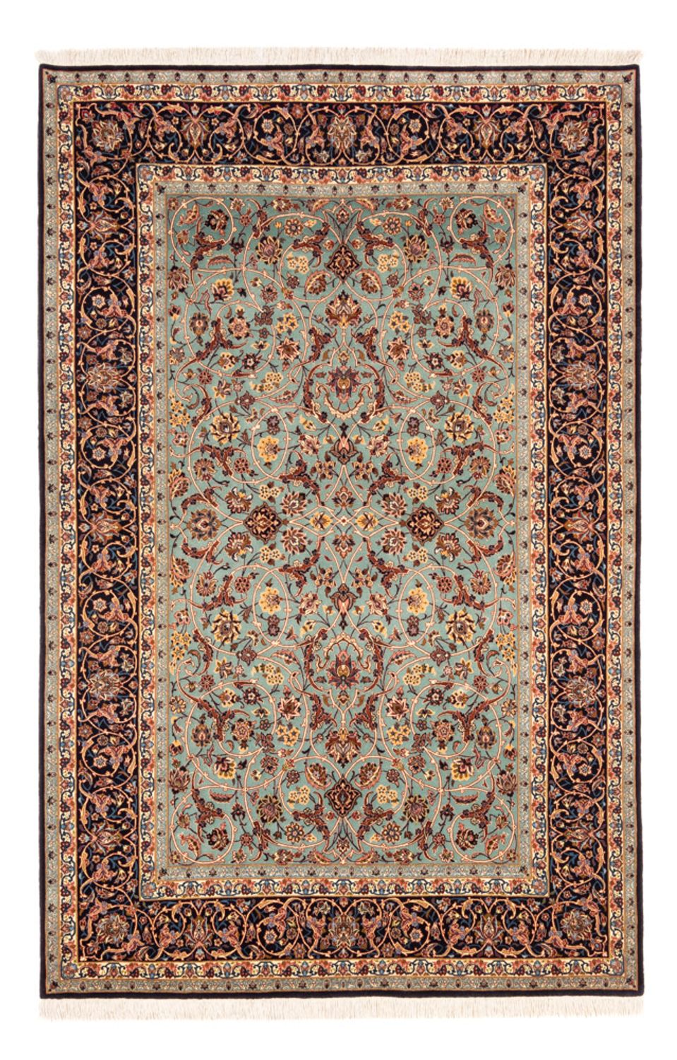 Tapis persan - Isfahan - Premium - 240 x 150 cm - vert