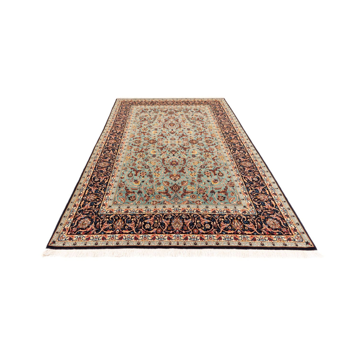 Tapis persan - Isfahan - Premium - 240 x 150 cm - vert