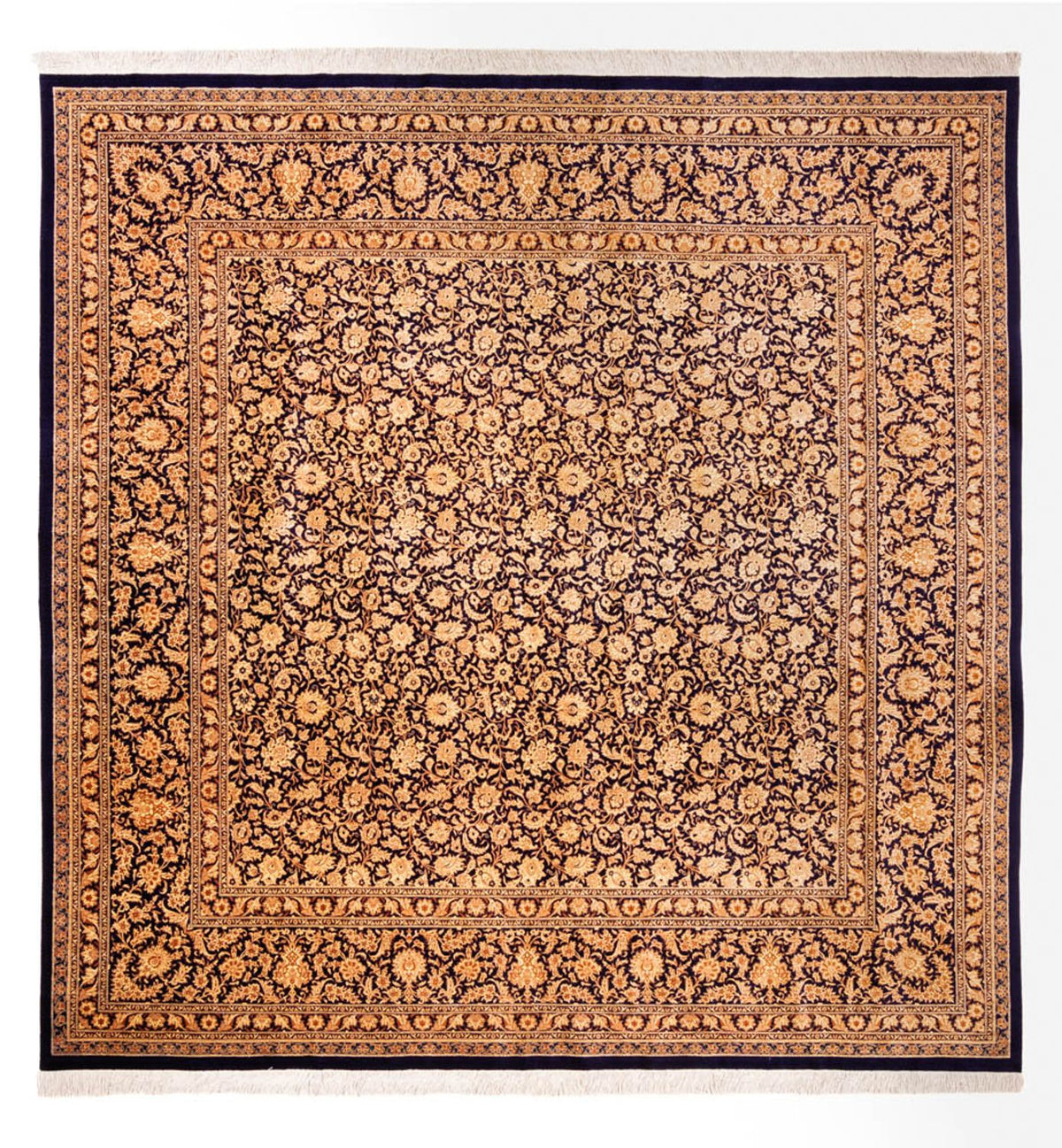 Tapis en soie - Ghom soie - Premium carré - 247 x 243 cm - beige foncé