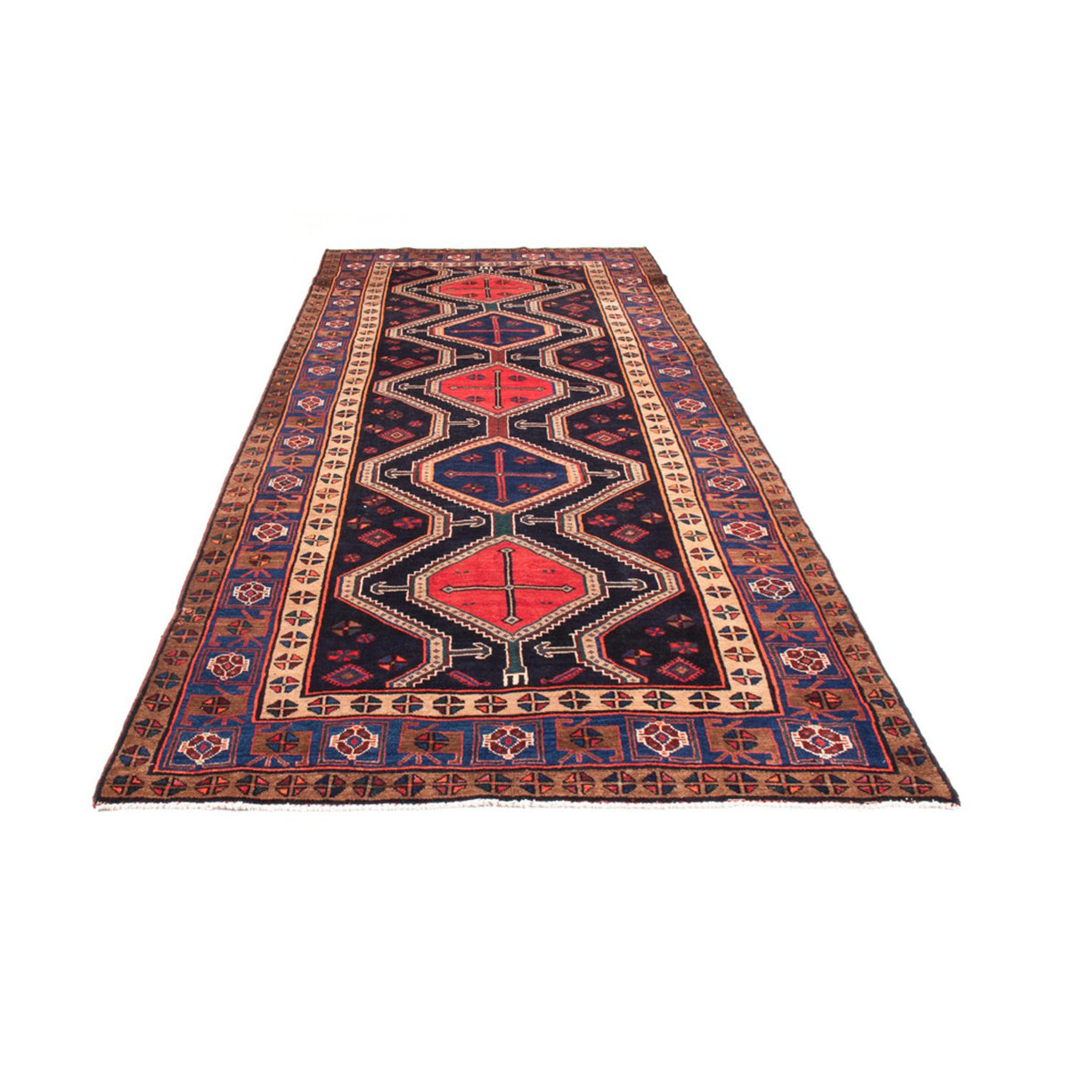 Tapis de couloir Tapis persan - Nomadic - 380 x 153 cm - bleu foncé