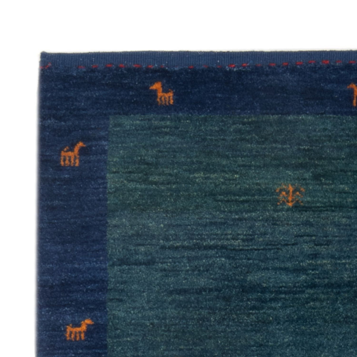 Tapis Gabbeh - Persan - 139 x 100 cm - bleu pétrole