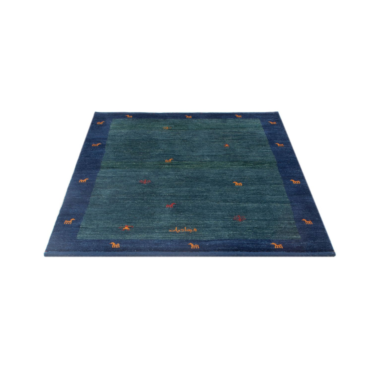 Tapis Gabbeh - Persan - 139 x 100 cm - bleu pétrole