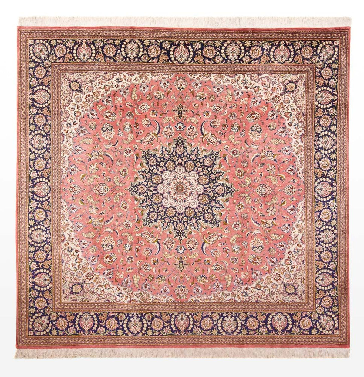 Tapis en soie - Ghom soie - Premium carré  - 247 x 247 cm - rouge clair