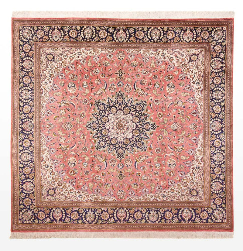 Tapis en soie - Ghom soie - Premium carré  - 247 x 247 cm - rouge clair