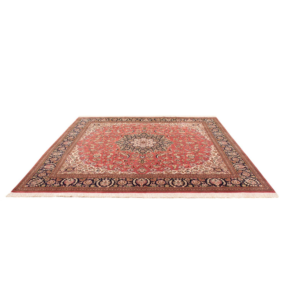 Tapis en soie - Ghom soie - Premium carré  - 247 x 247 cm - rouge clair