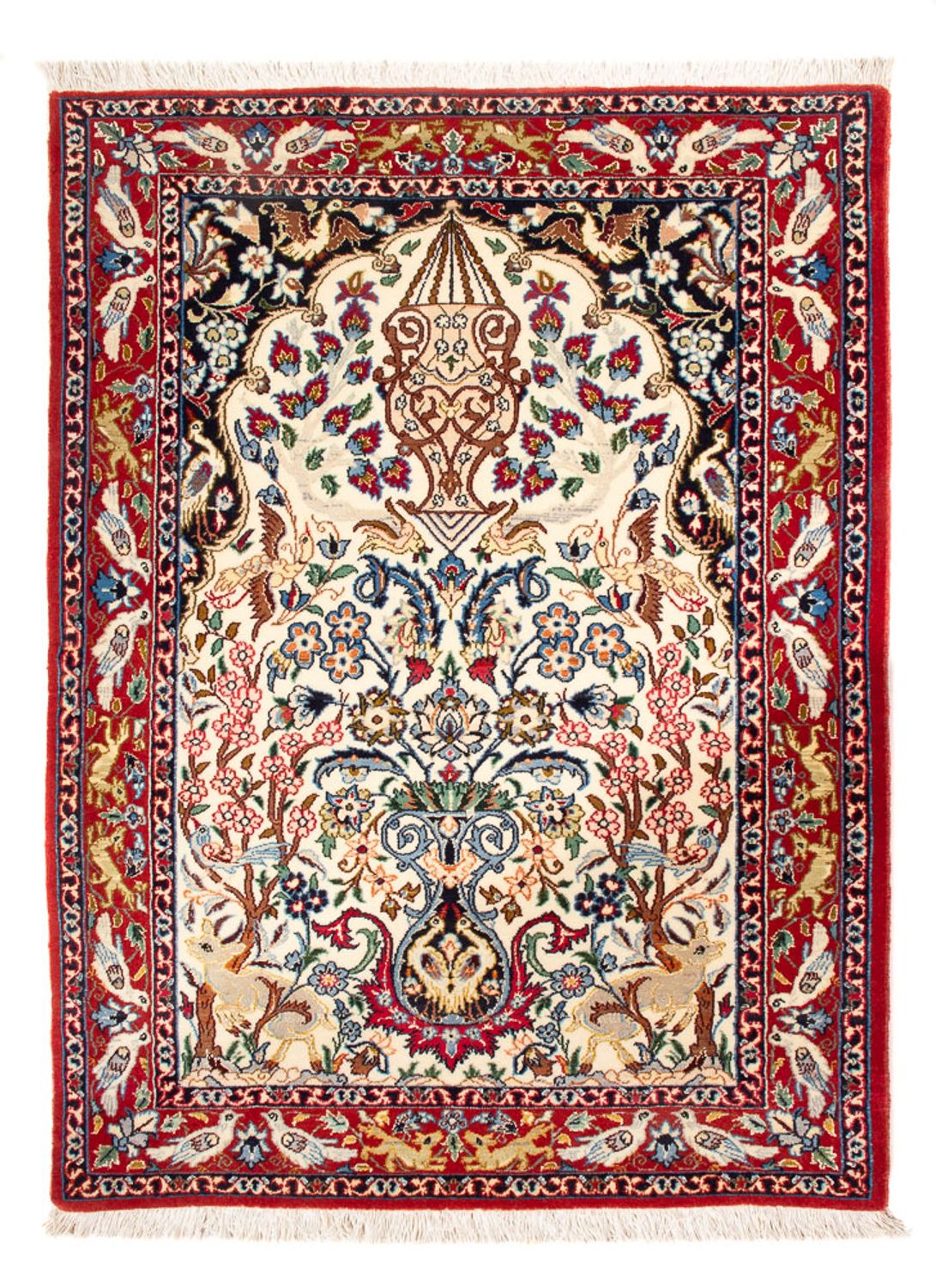 Tapis persan - Isfahan - Premium - 100 x 75 cm - crème