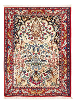 Tapis persan - Isfahan - Premium - 100 x 75 cm - crème