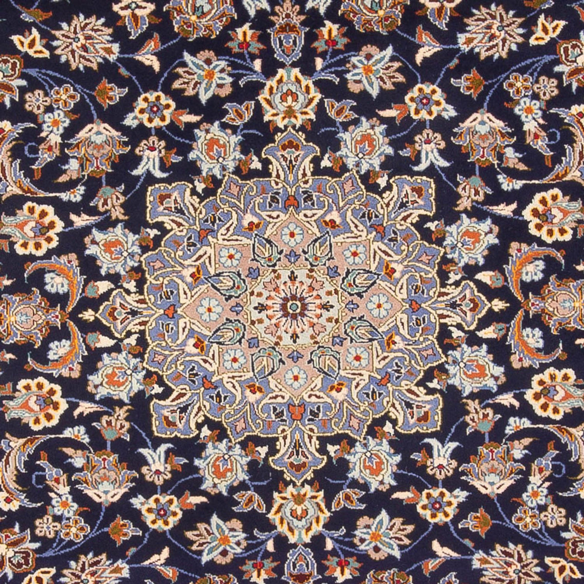 Tapis persan - Keshan - 395 x 292 cm - bleu foncé
