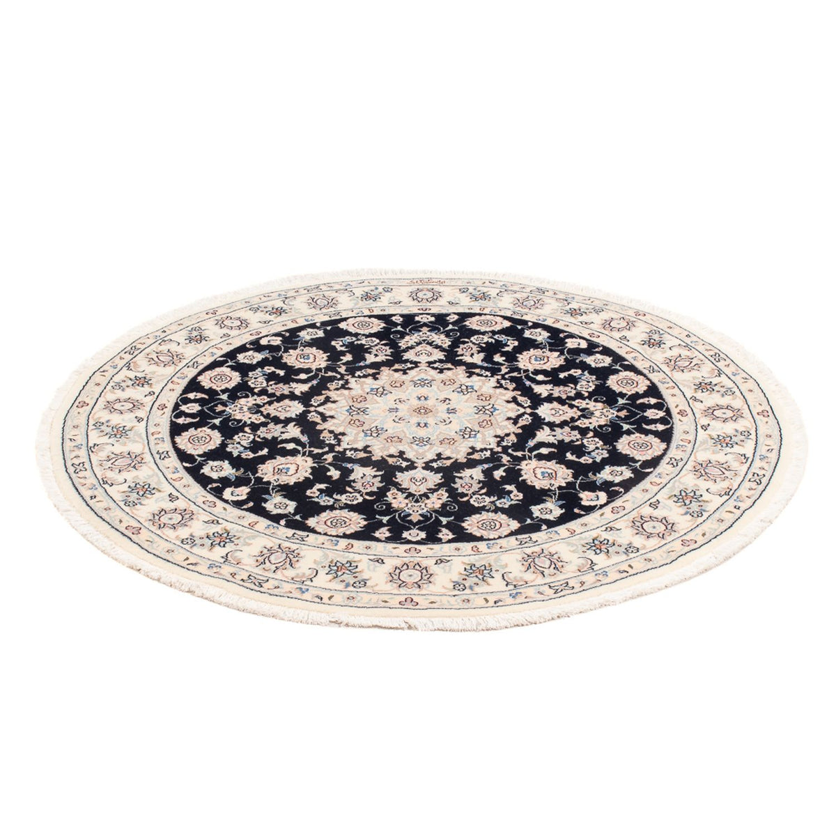 Tapis persan - Nain - Premium ronde  - 105 x 104 cm - bleu foncé