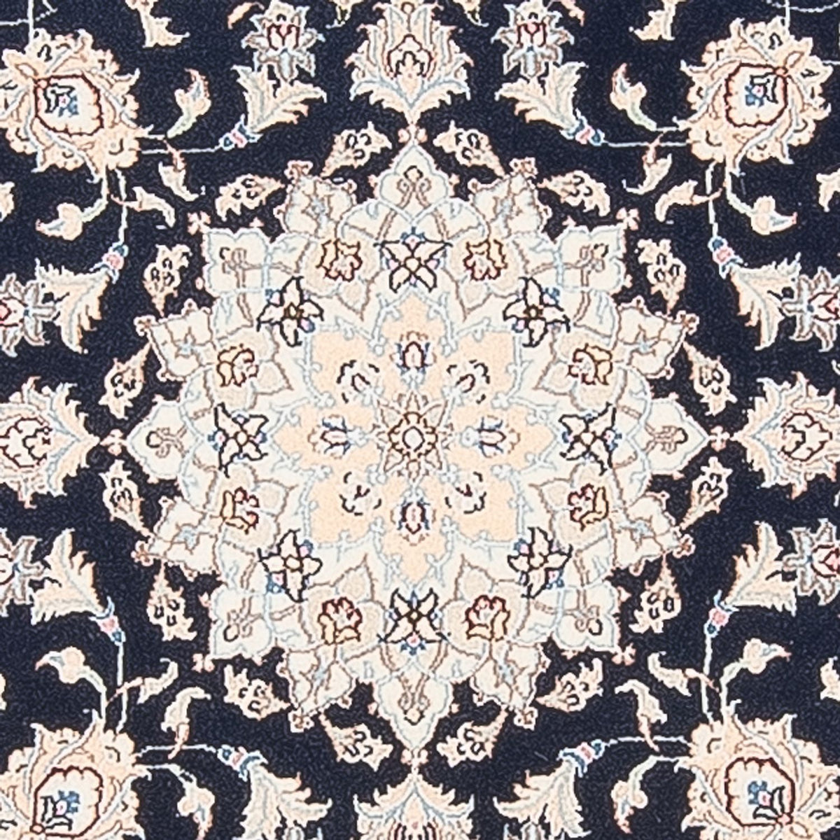Tapis persan - Nain - Premium ronde  - 111 x 105 cm - bleu foncé