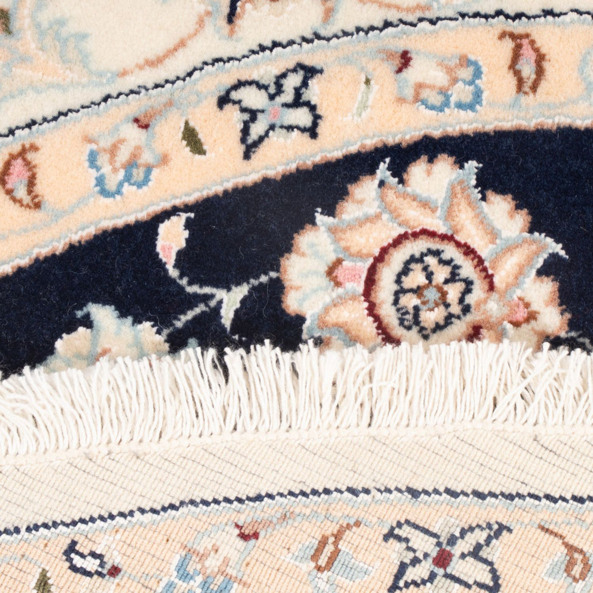Tapis persan - Nain - Premium ronde  - 111 x 105 cm - bleu foncé