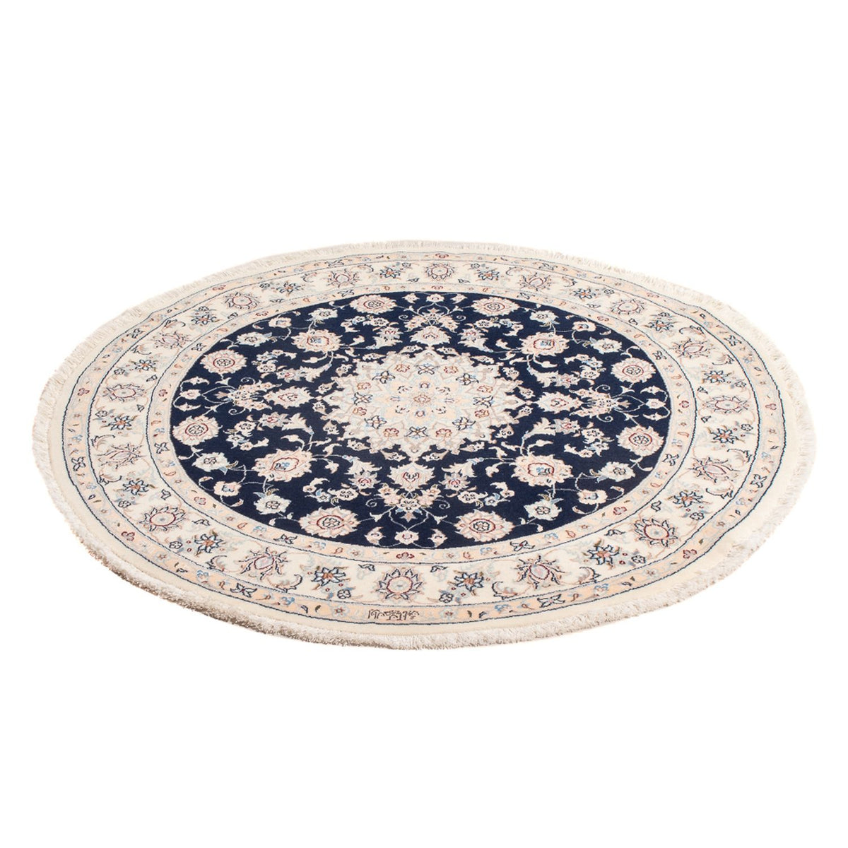Tapis persan - Nain - Premium ronde  - 111 x 105 cm - bleu foncé