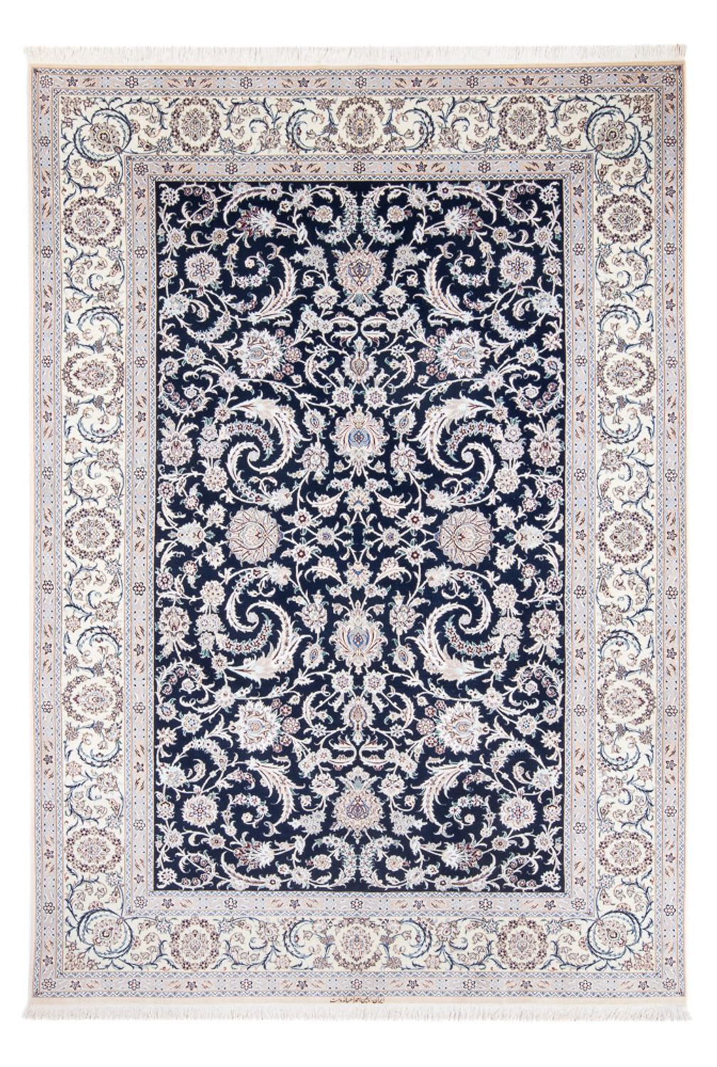 Tapis persan - Nain - Premium - 298 x 195 cm - bleu foncé