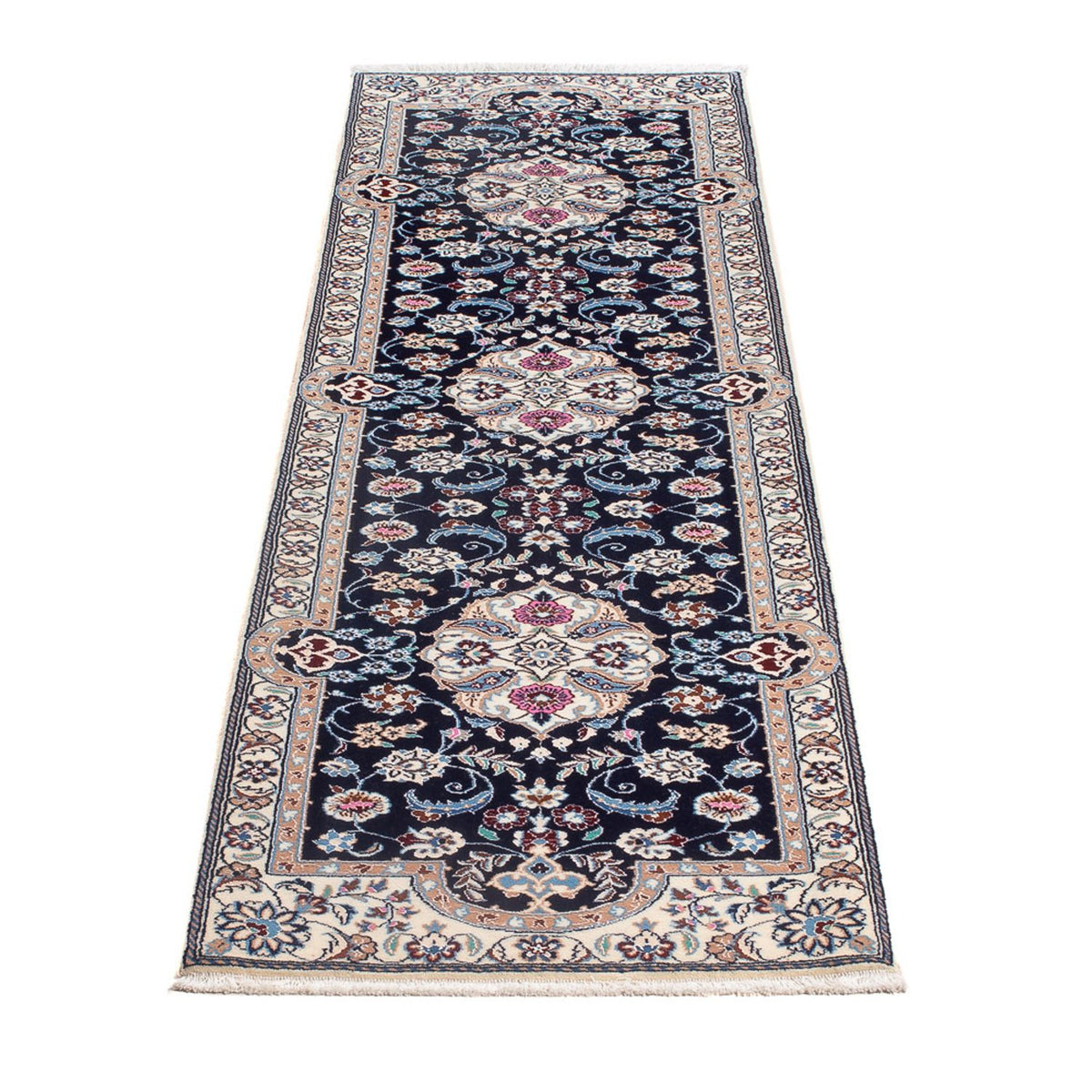 Tapis de couloir Tapis persan - Nain - Premium - 196 x 50 cm - bleu foncé