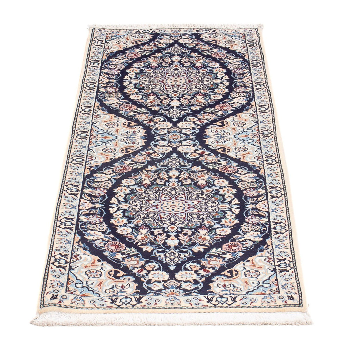 Tapis de couloir Tapis persan - Nain - Premium - 150 x 50 cm - bleu foncé