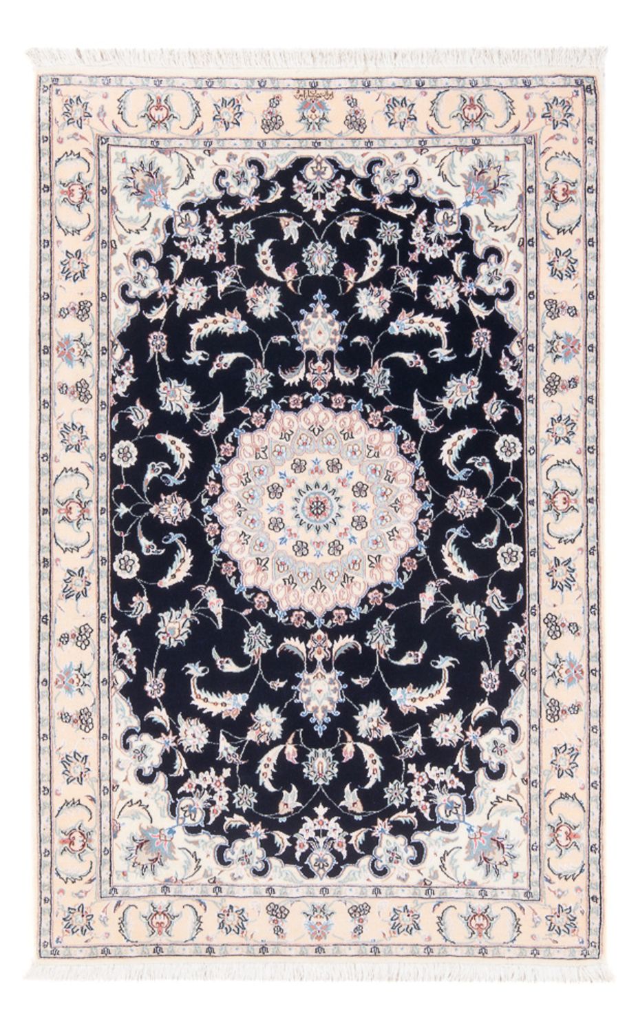 Tapis persan - Nain - Premium - 141 x 93 cm - bleu foncé