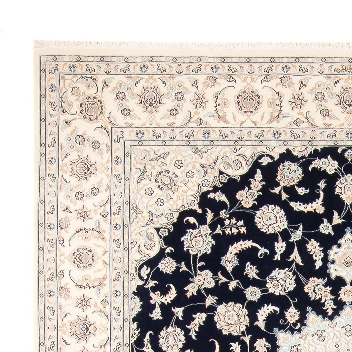 Tapis persan - Nain - 261 x 223 cm - bleu foncé