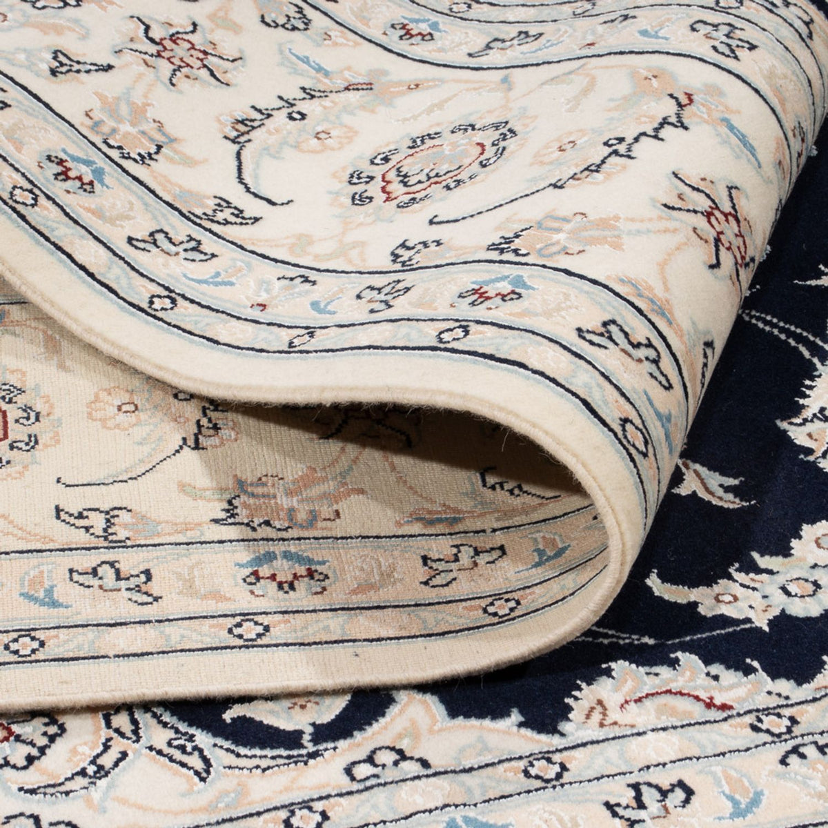 Tapis persan - Nain - 261 x 223 cm - bleu foncé