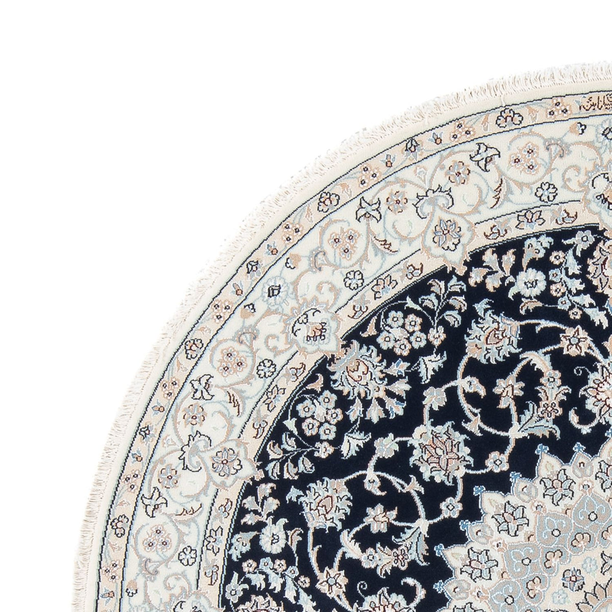 Tapis persan - Nain - Premium ronde - 150 x 150 cm - bleu foncé