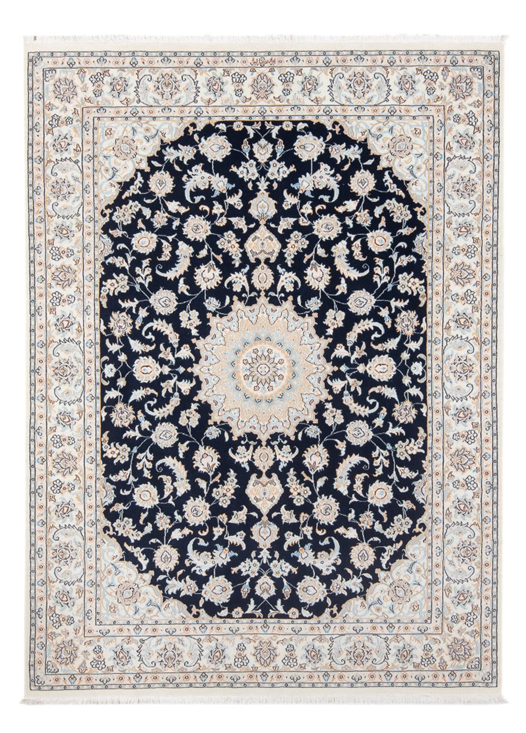 Tapis persan - Nain - Premium - 205 x 148 cm - bleu foncé