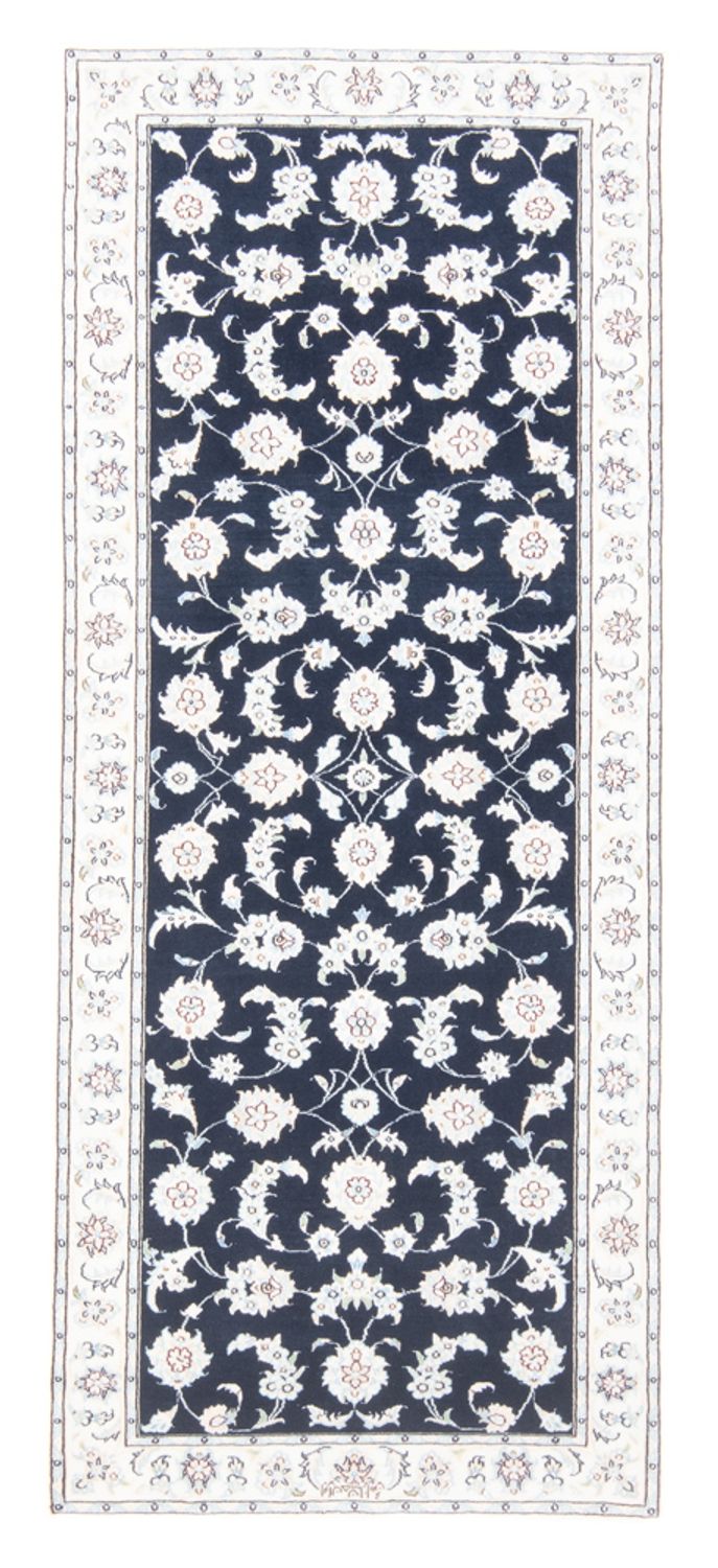 Tapis de couloir Tapis persan - Nain - Royal - 194 x 82 cm - bleu foncé