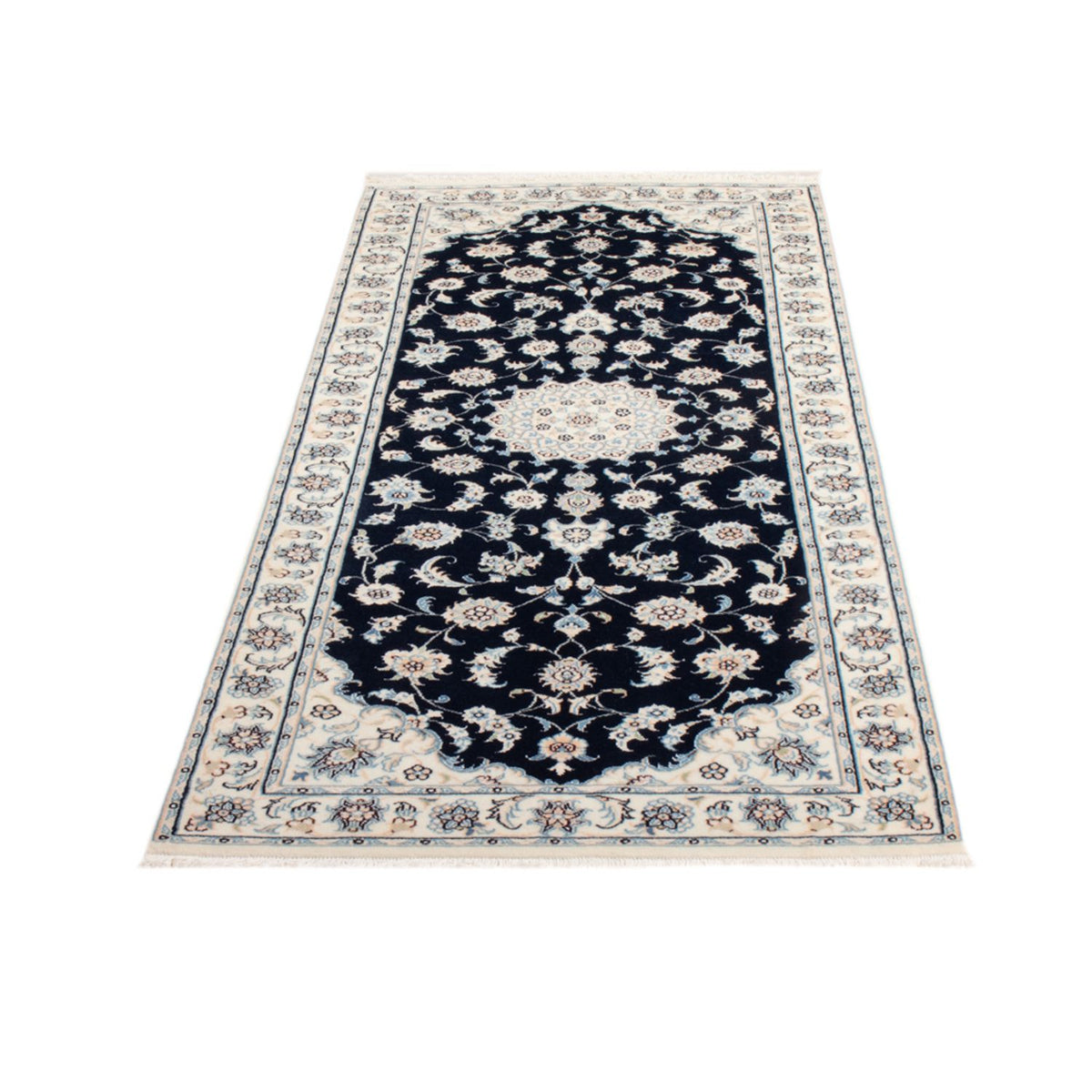 Tapis de couloir Tapis persan - Nain - Royal - 197 x 81 cm - bleu foncé