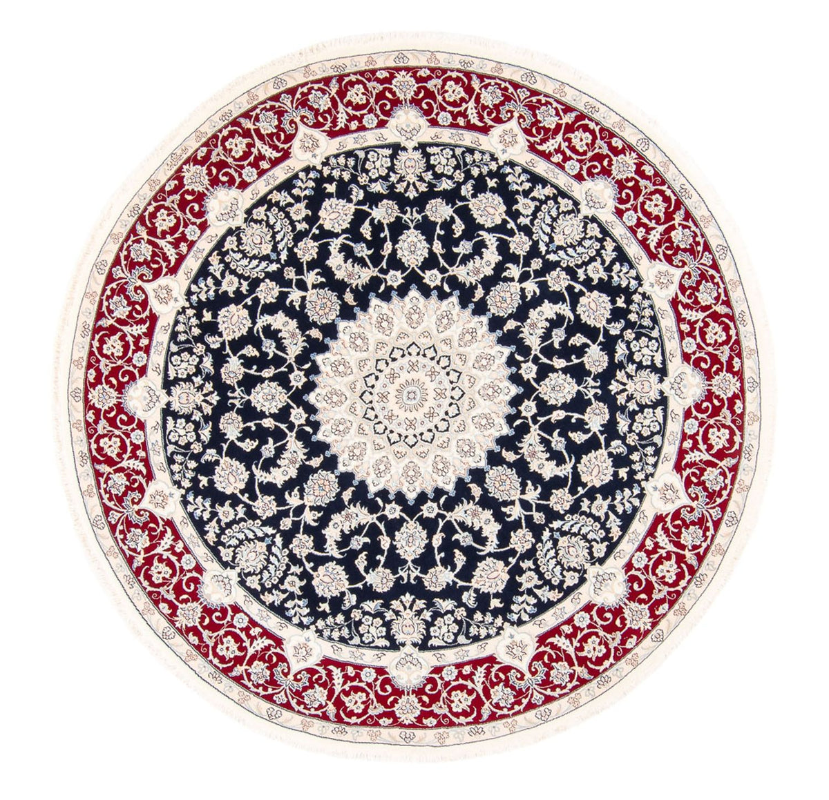 Tapis persan - Nain ronde  - 200 x 200 cm - bleu foncé