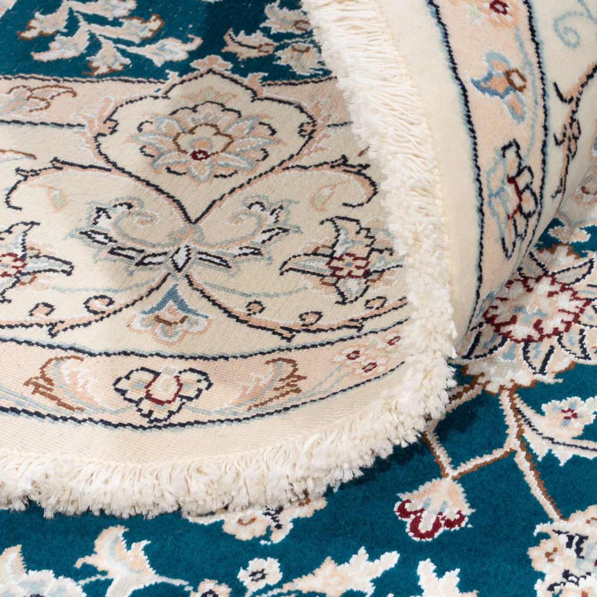 Tapis persan - Nain ronde  - 200 x 200 cm - bleu