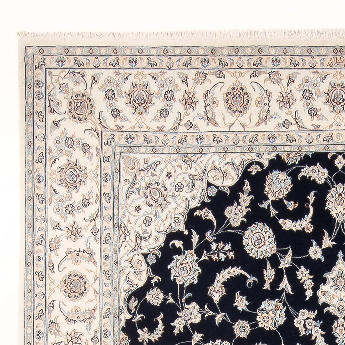 Tapis persan - Nain - Premium - 275 x 228 cm - bleu foncé