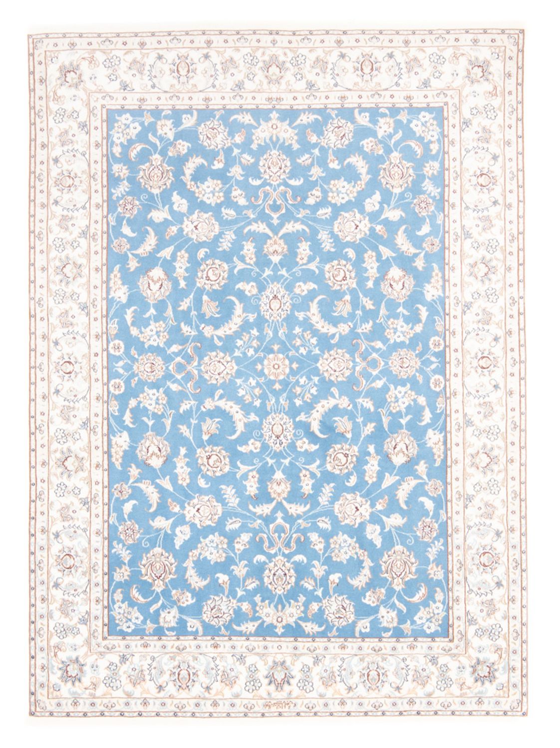 Tapis persan - Nain - Royal - 210 x 149 cm - bleu clair