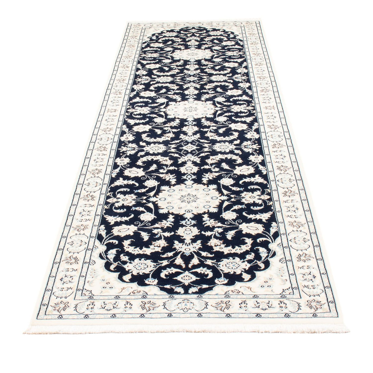 Tapis de couloir Tapis persan - Nain - Premium - 296 x 80 cm - bleu foncé