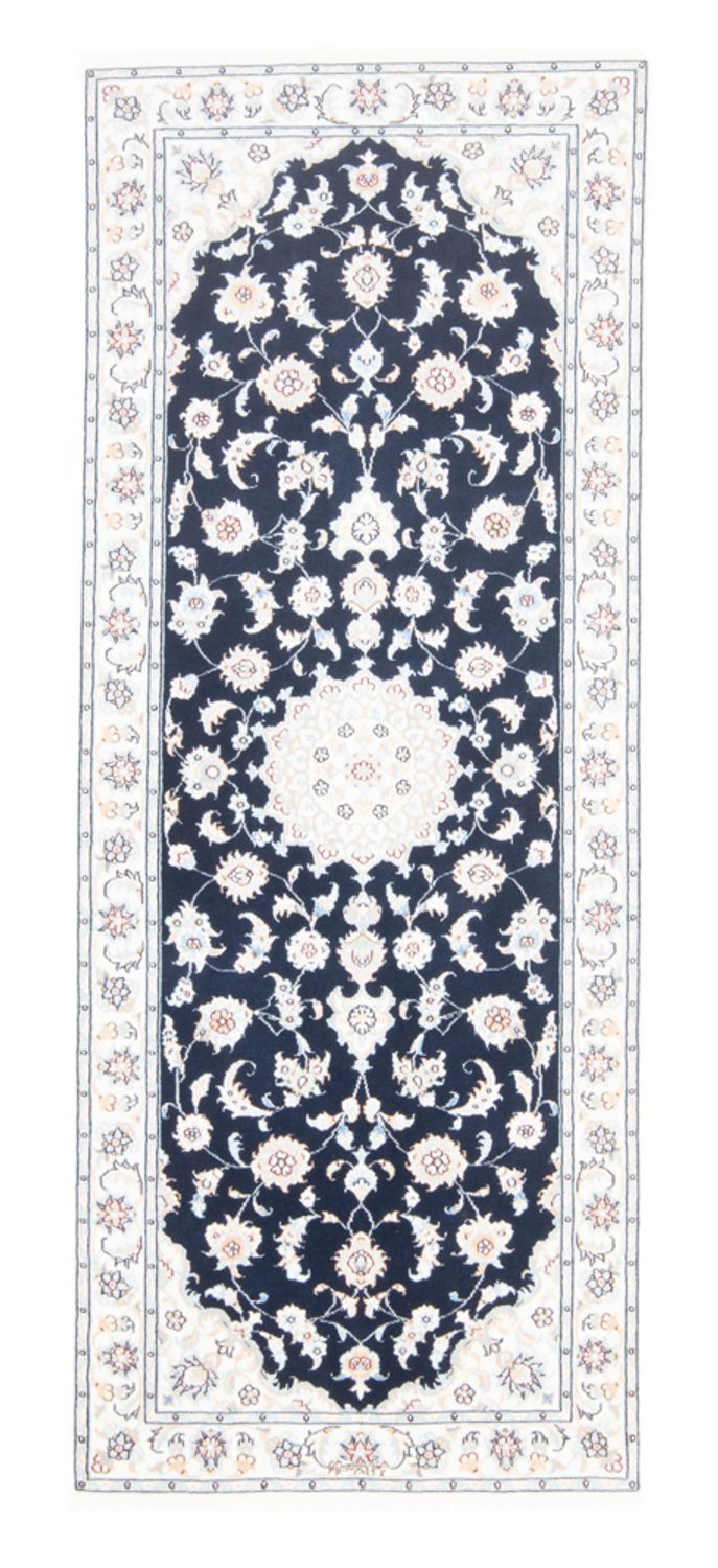 Tapis de couloir Tapis persan - Nain - Royal - 197 x 80 cm - bleu foncé
