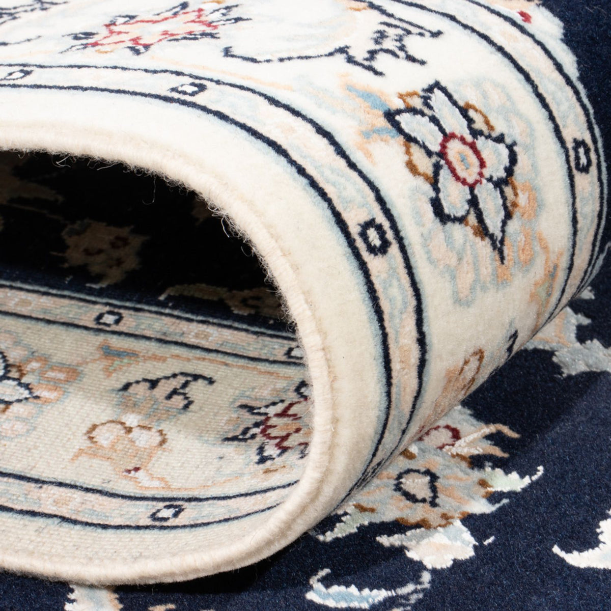 Tapis de couloir Tapis persan - Nain - Royal - 197 x 80 cm - bleu foncé