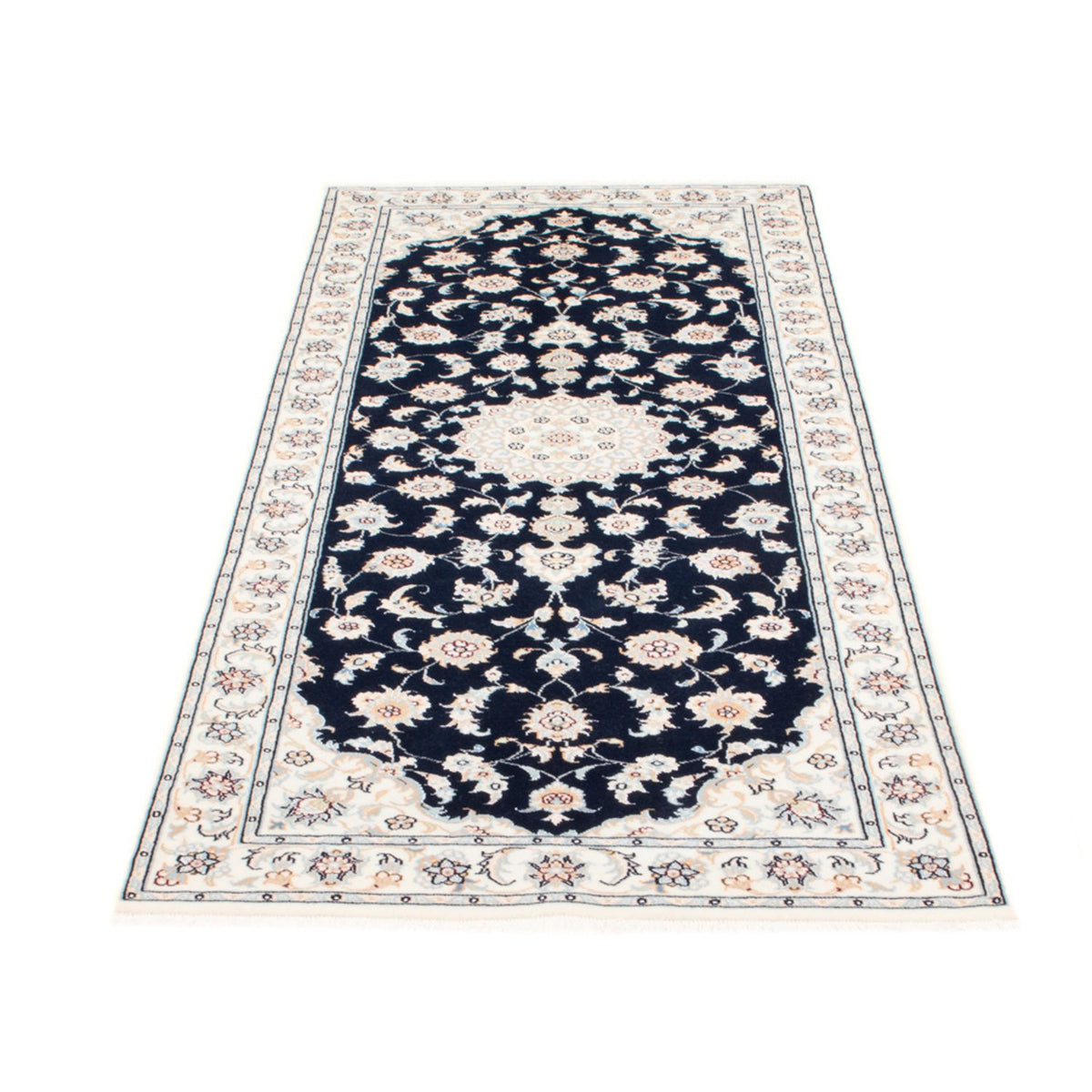 Tapis de couloir Tapis persan - Nain - Royal - 197 x 80 cm - bleu foncé