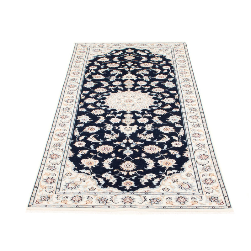 Tapis de couloir Tapis persan - Nain - Royal - 197 x 80 cm - bleu foncé