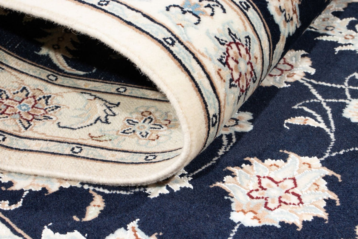 Tapis de couloir Tapis persan - Nain - Royal - 198 x 81 cm - bleu foncé