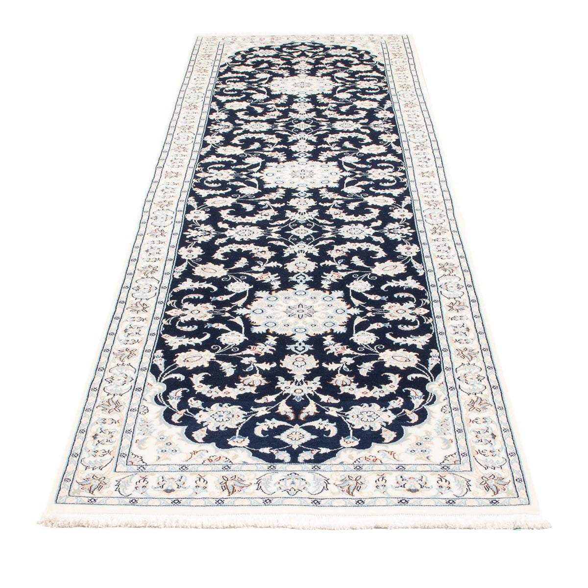 Tapis de couloir Tapis persan - Nain - Premium - 306 x 81 cm - bleu foncé