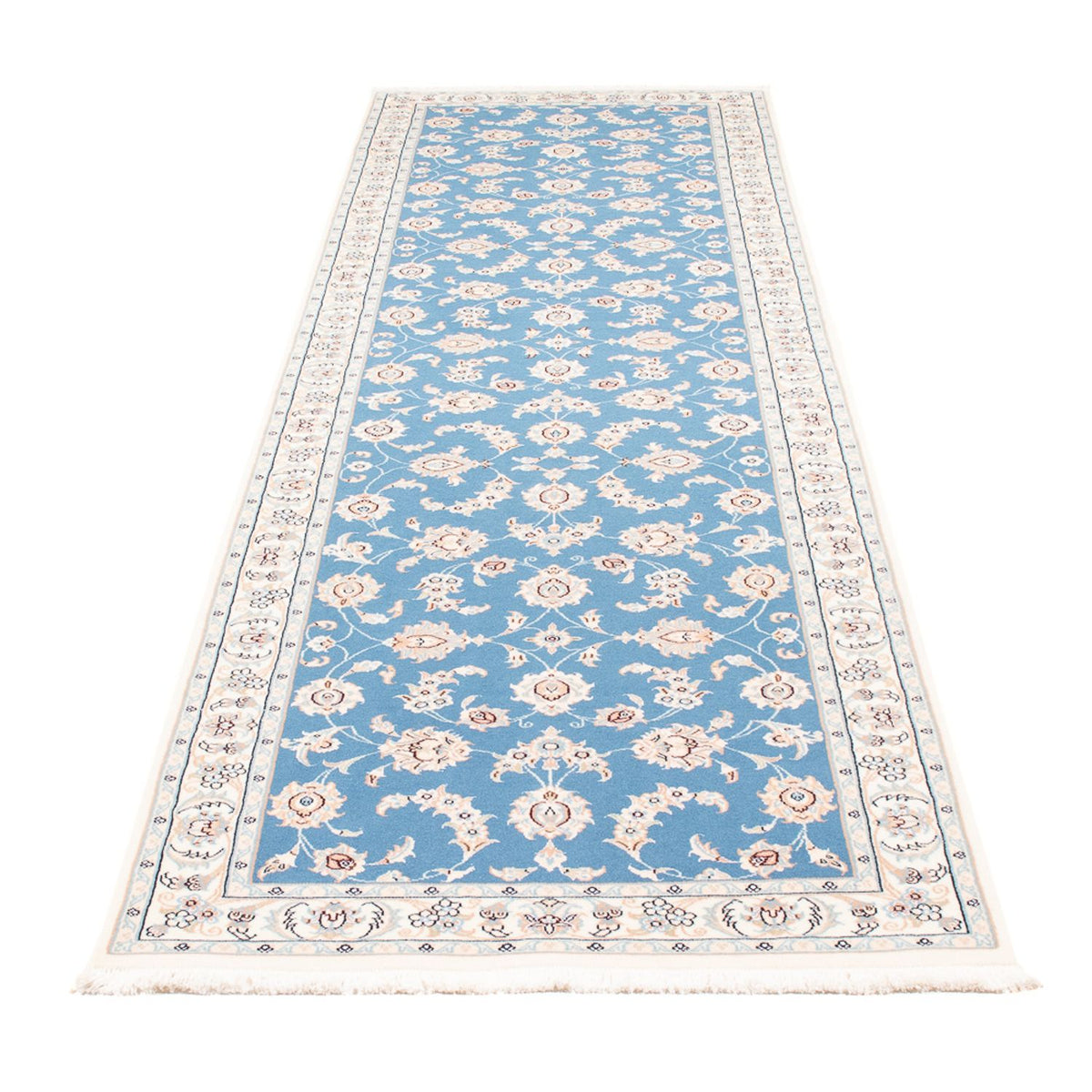 Tapis de couloir Tapis persan - Nain - Premium - 298 x 80 cm - bleu