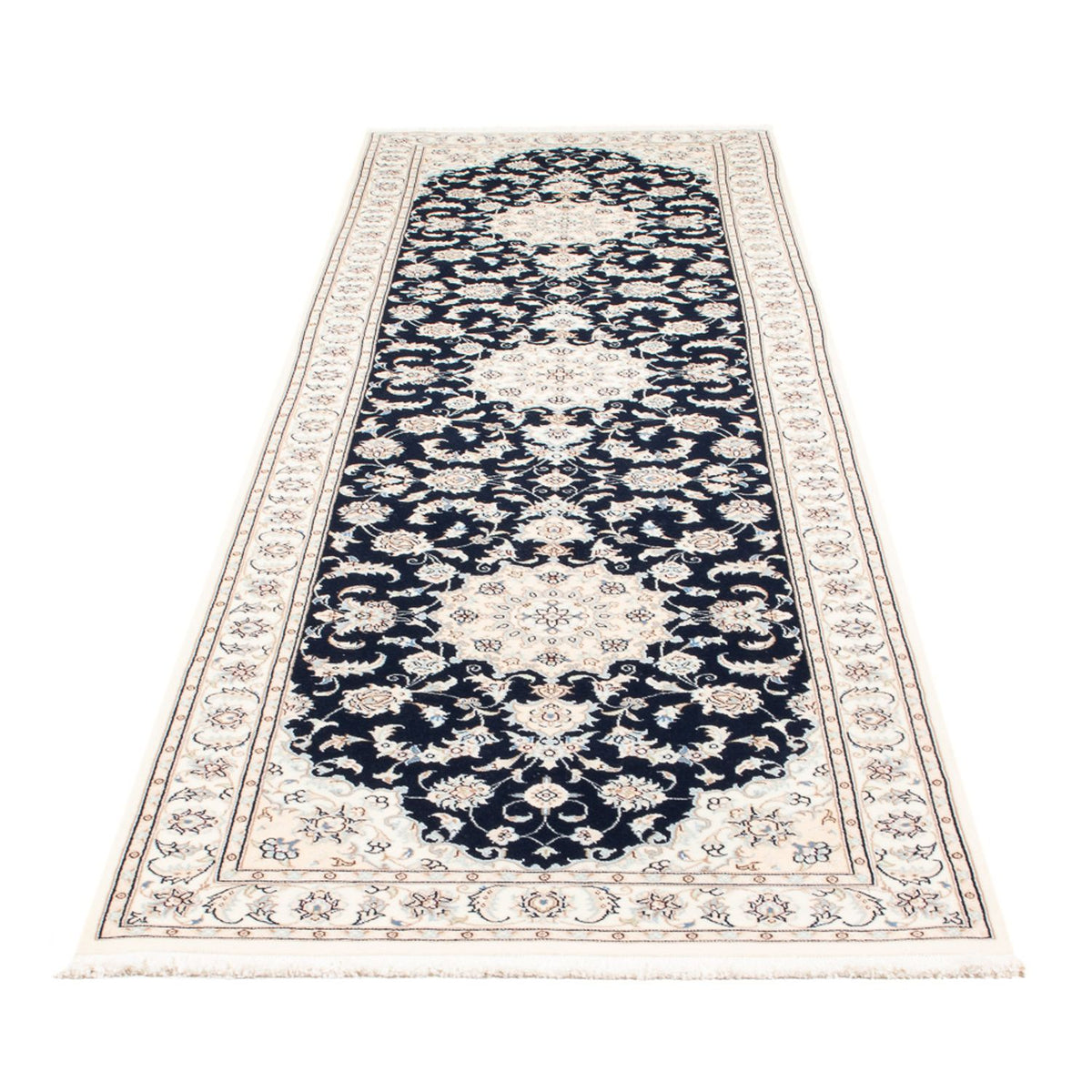 Tapis de couloir Tapis persan - Nain - Premium - 300 x 88 cm - bleu foncé