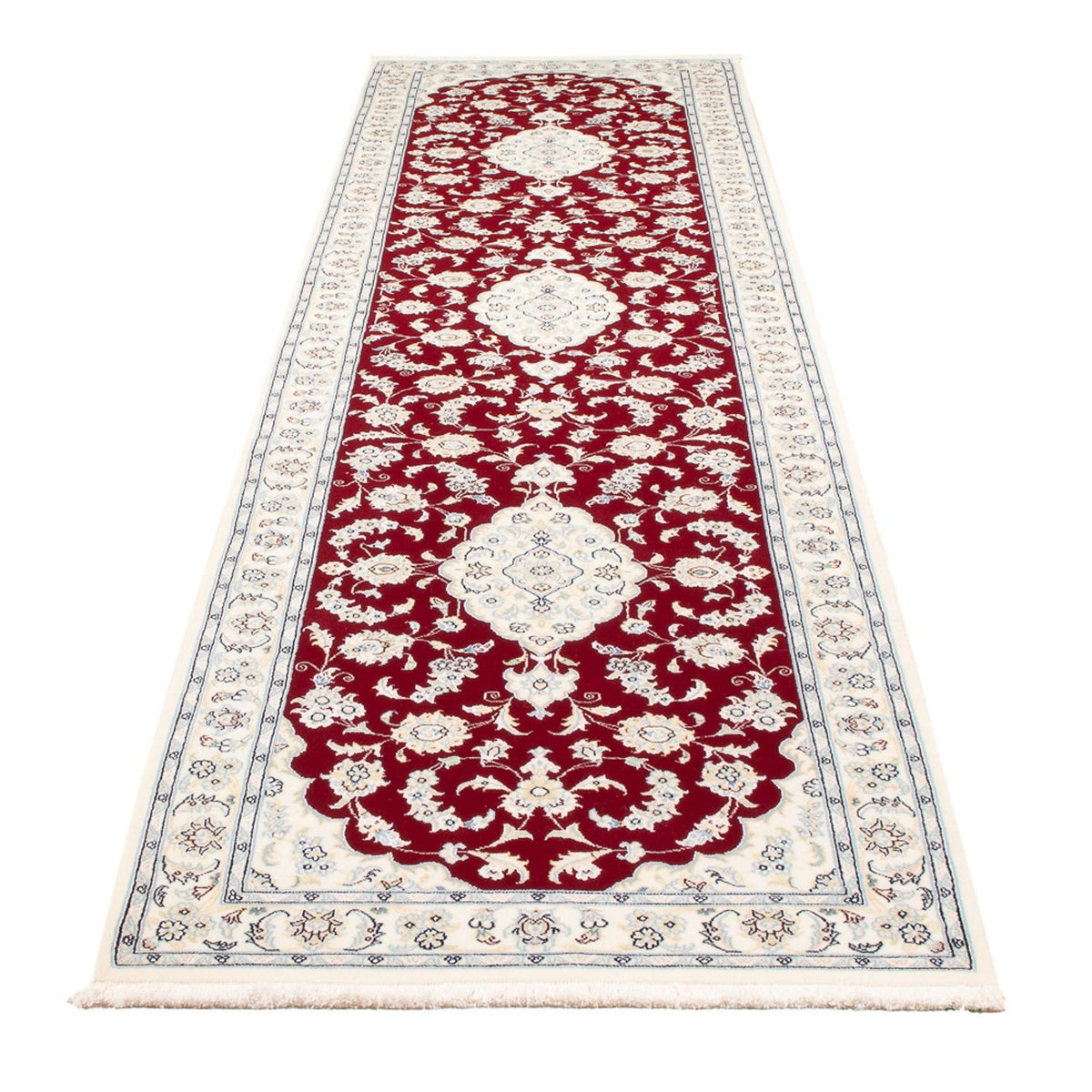 Tapis de couloir Tapis persan - Nain - Premium - 350 x 85 cm - rouge
