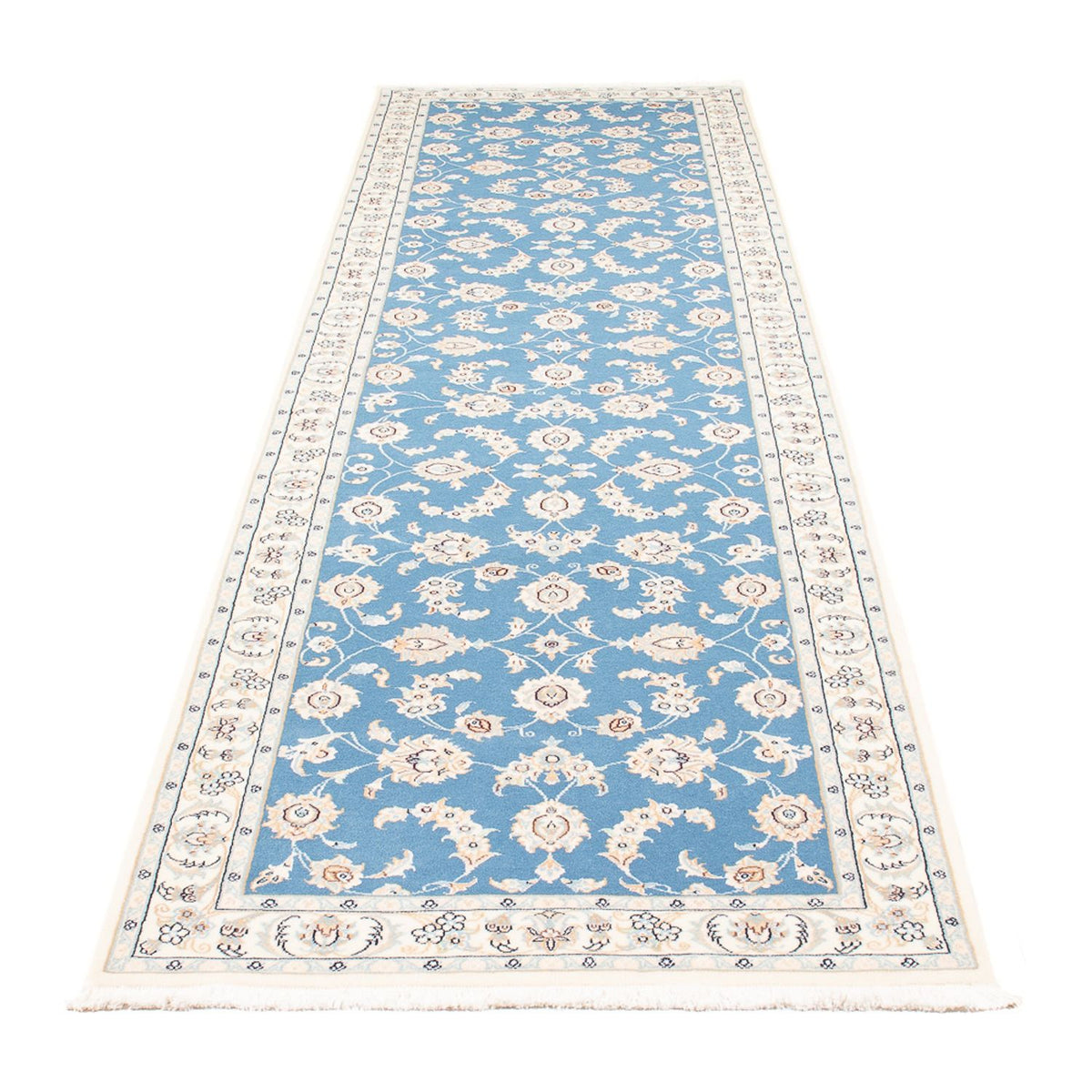 Tapis de couloir Tapis persan - Nain - Premium - 308 x 81 cm - bleu