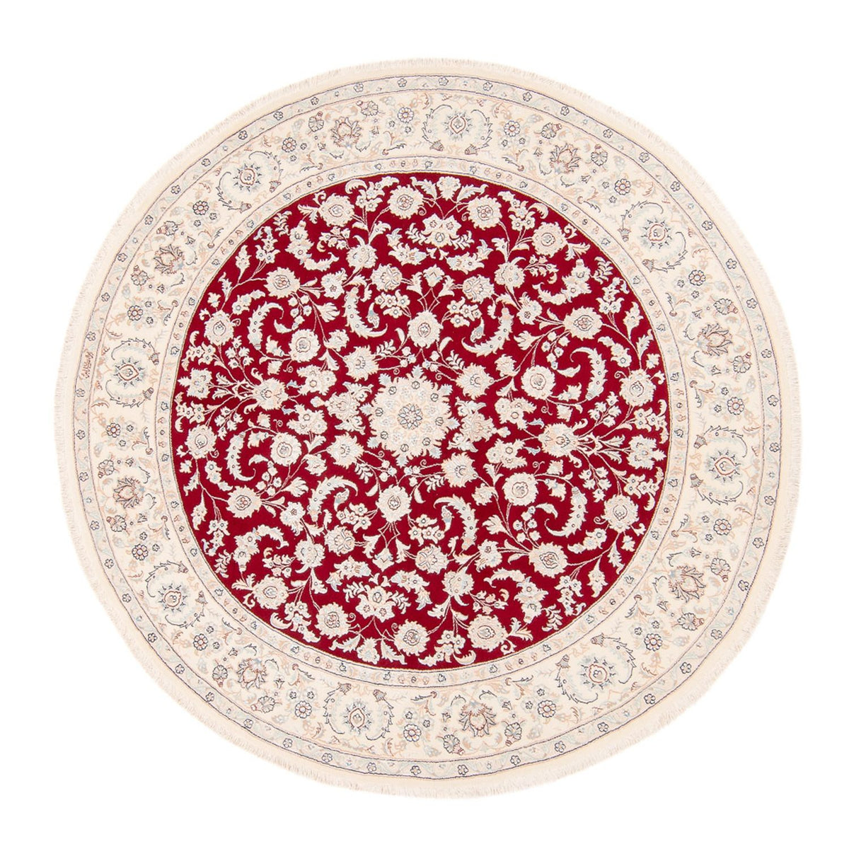 Tapis persan - Nain ronde  - 200 x 200 cm - rouge