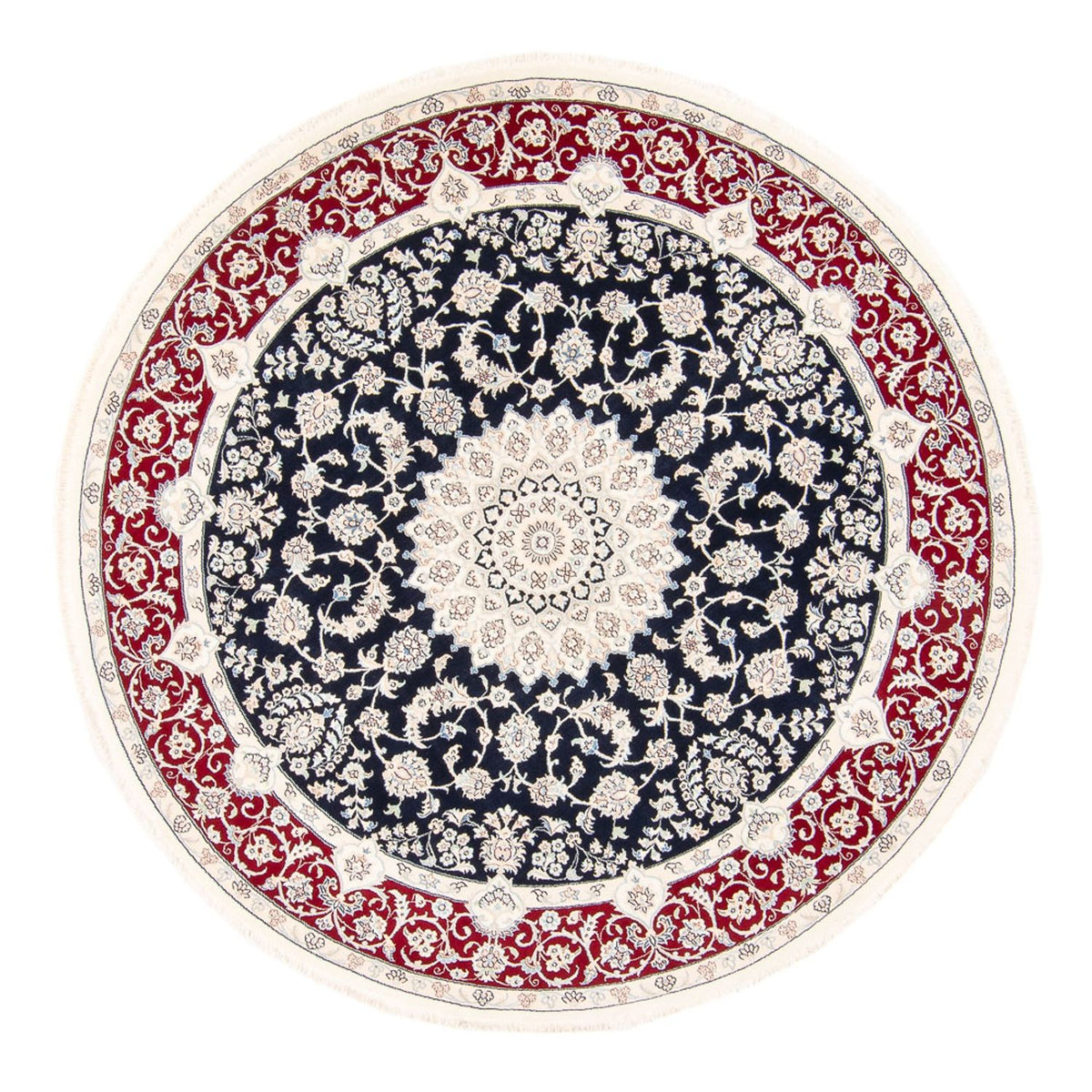 Tapis persan - Nain ronde  - 204 x 195 cm - bleu foncé